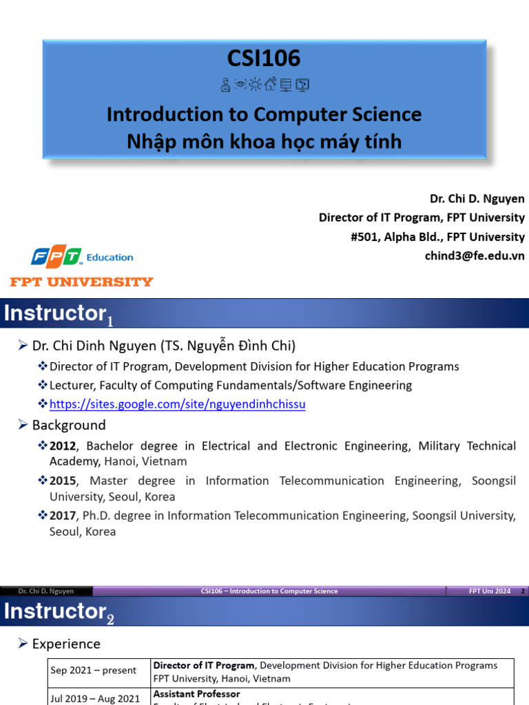 CSI106: Intro to Computer Science FPT | PDF | Computer Science | Computing