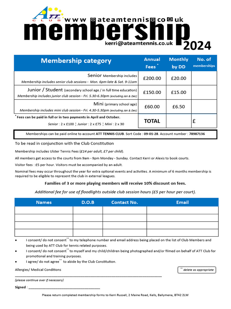 ATT Membership Form 2024 | PDF