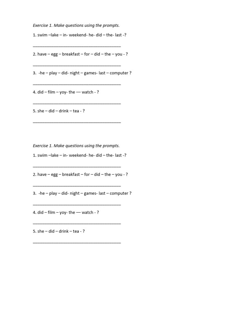 Past Simple Ex Question | PDF | Games & Activities
