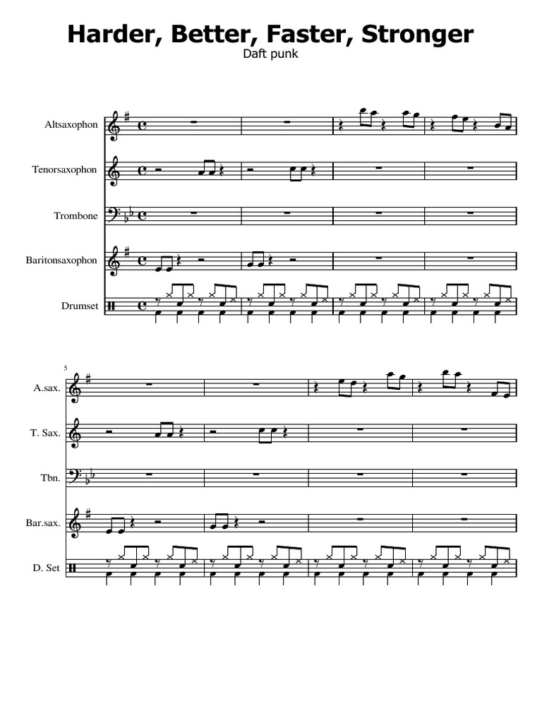 Daft Punk - Harder Better Faster Stronger BrassHouse | PDF | Live Music ...