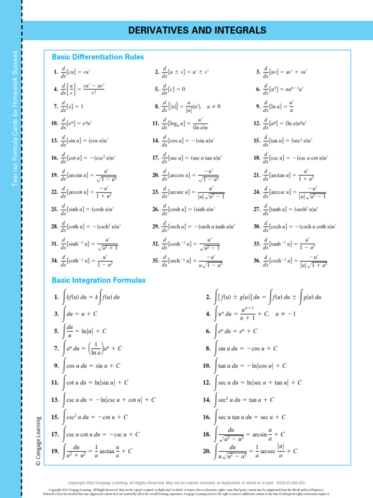 Essential Formulas for Calculus | PDF | Trigonometry | Combinatorics