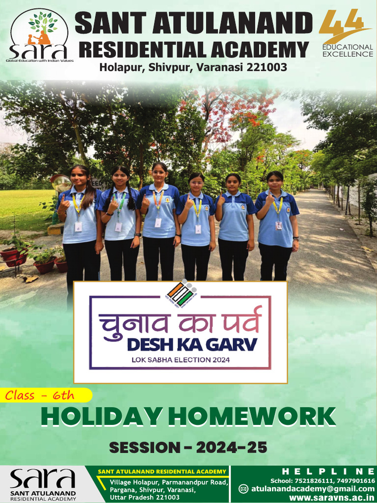 Class 6 Holiday Homework | PDF