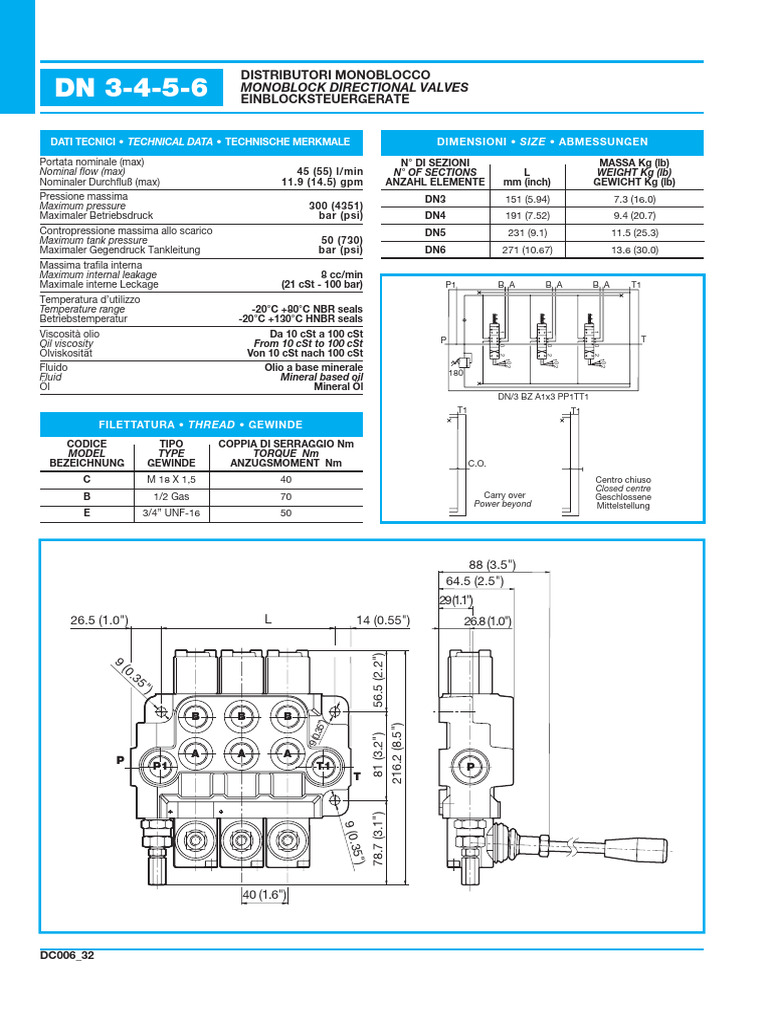 Document DN 3-4-5-6 Directional Control Valve Landing Legs | PDF