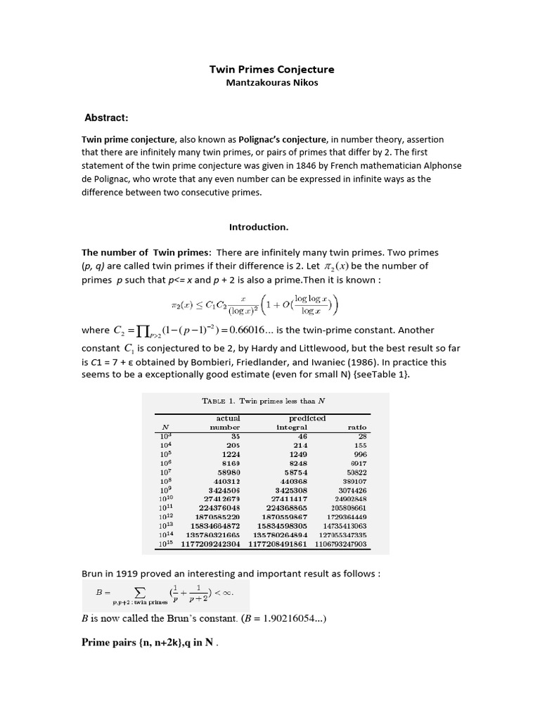 Twin Primes: Infinite Possibilities | PDF | Prime Number | Numbers