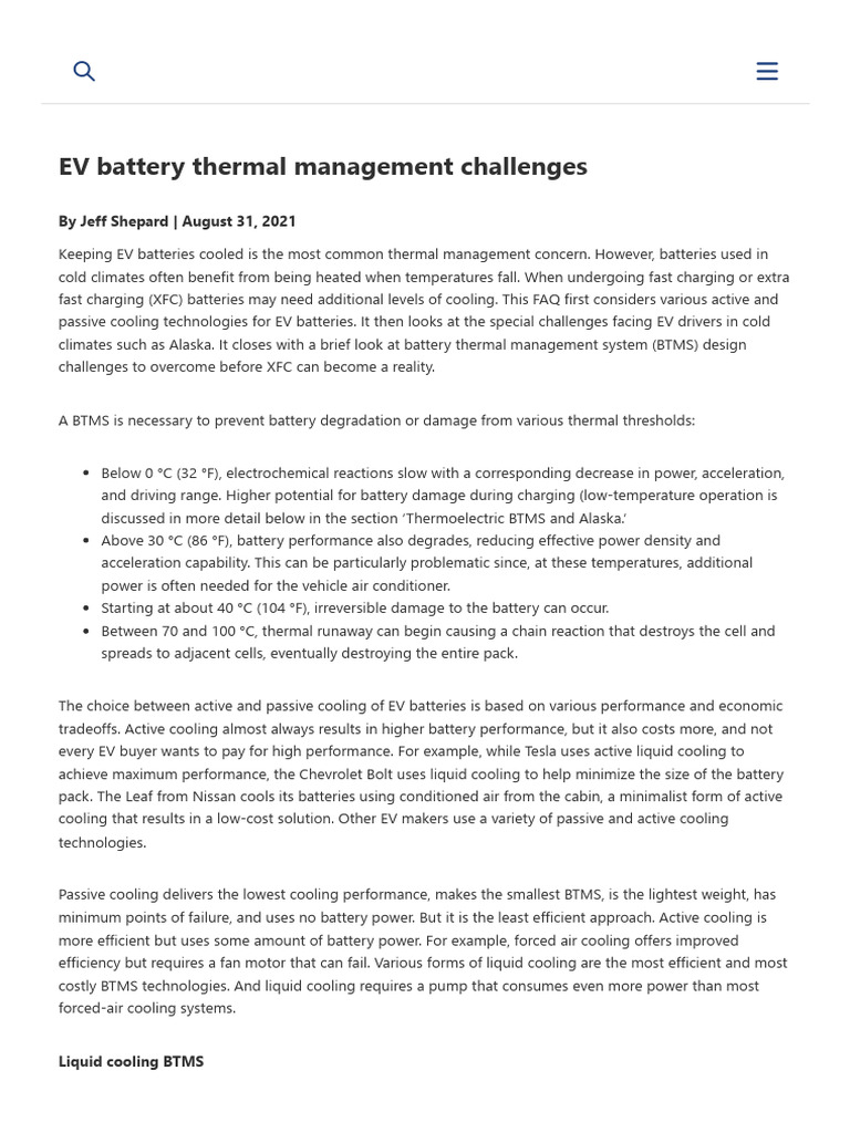 EV Battery Thermal Management Guide | PDF | Air Conditioning | Lithium ...