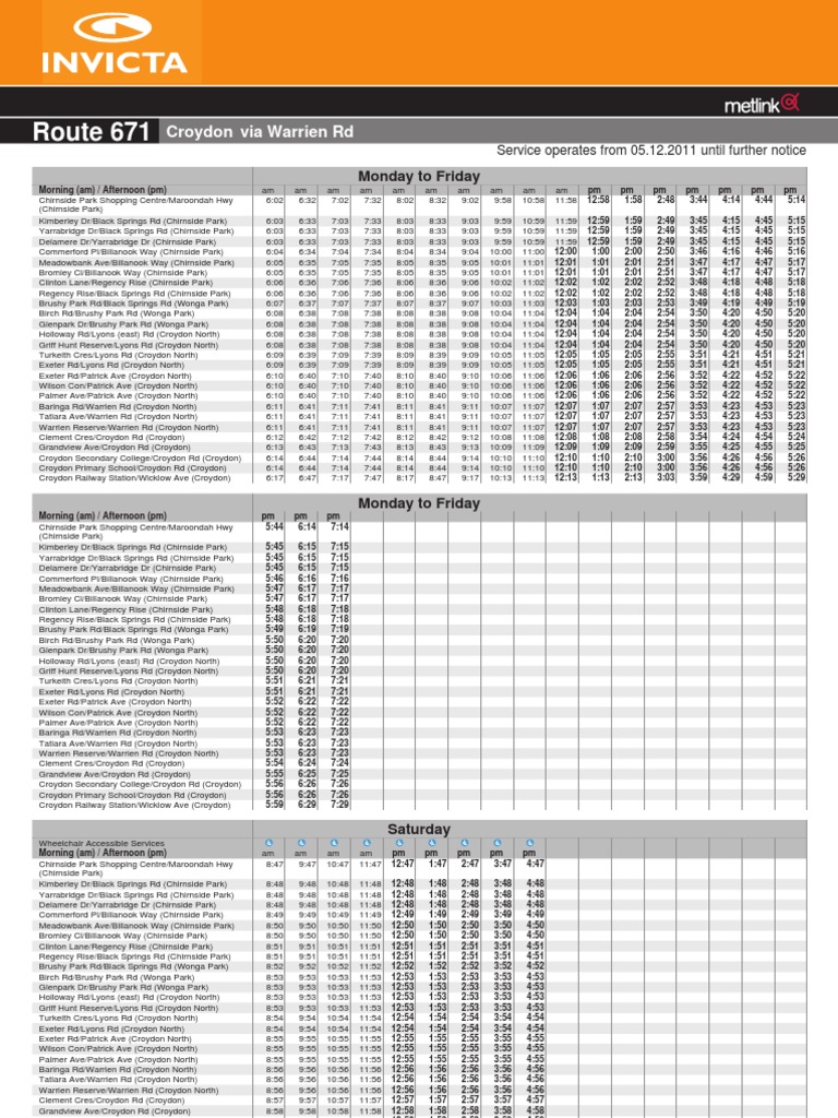 671 Bus Timetable: Croydon Route | PDF | Passenger Rail Transport ...