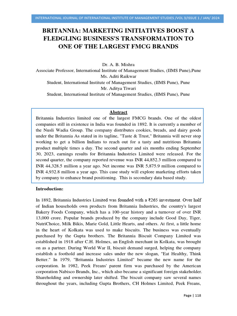 Iims Journal Vol 3 Issue 1 Jan 2024 Pdf Brand Market Segmentation