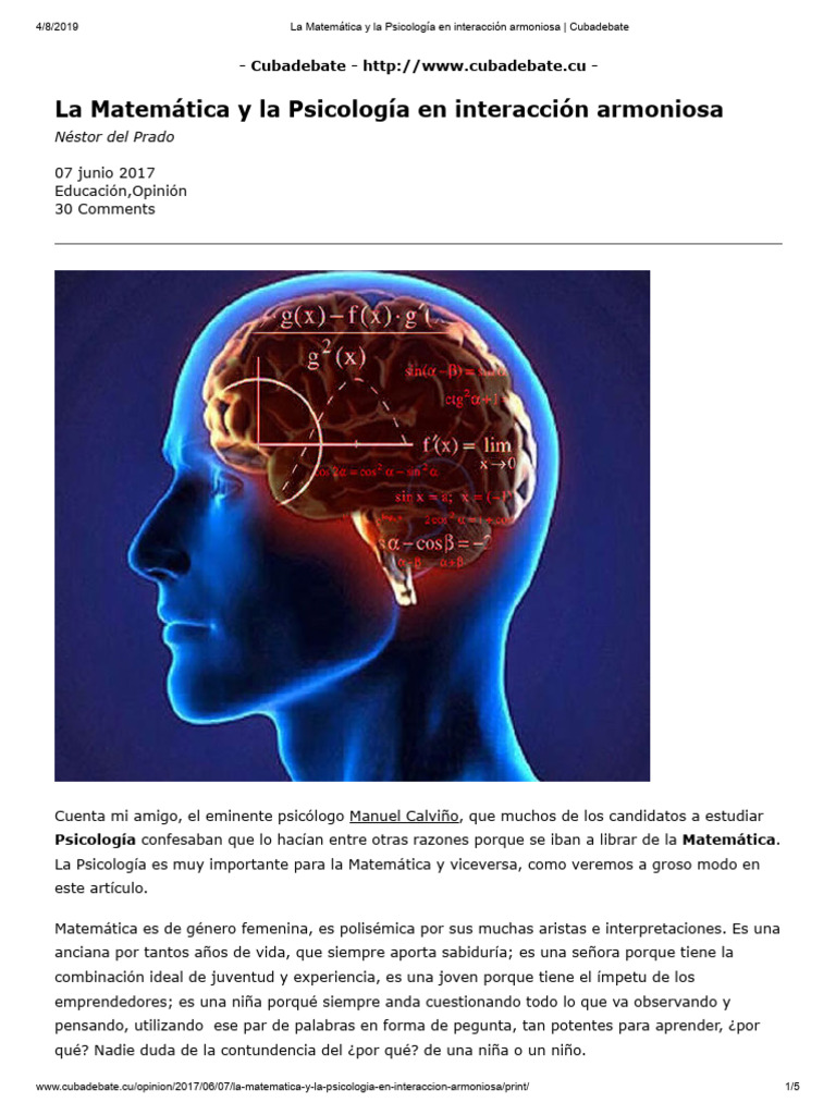 La Matematica y La Psicologia en Interac | Descargar gratis PDF ...