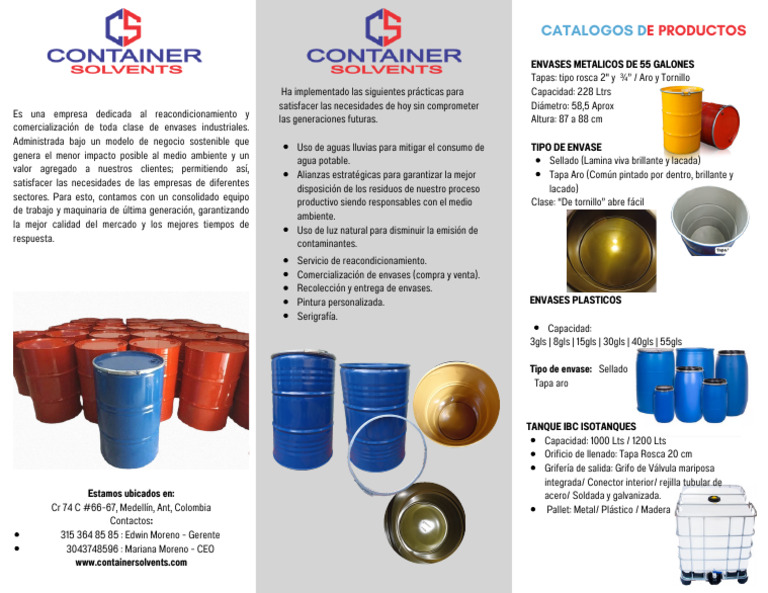Brochure Container Solvents. 2024 | PDF | Tornillo