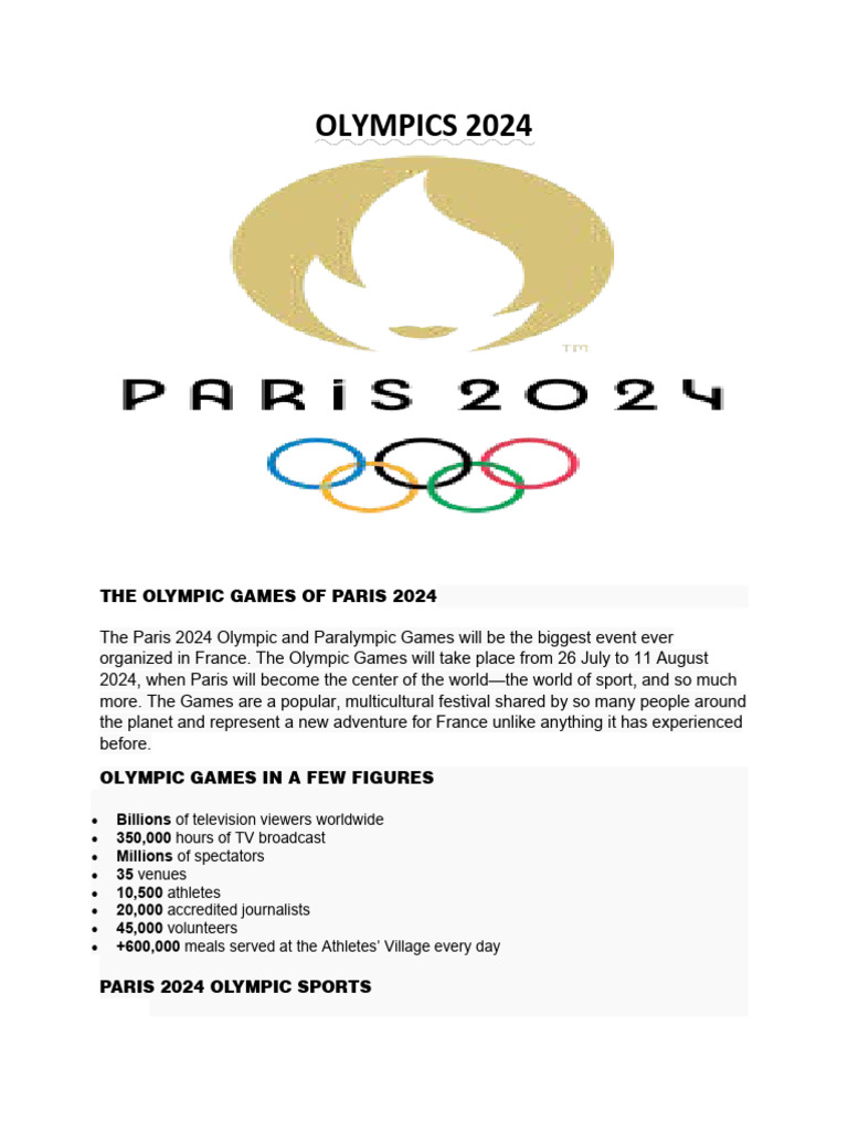 Olympics 2024 PDF Cycle Sport Olympic Games