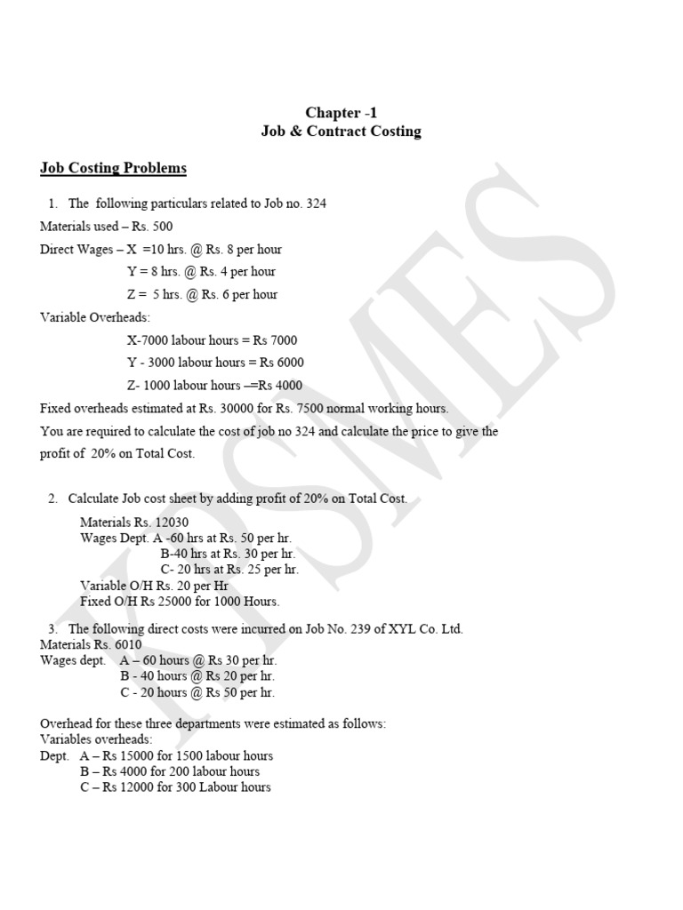 Contract Costing: Problems & Solutions | PDF | Expense | Cost