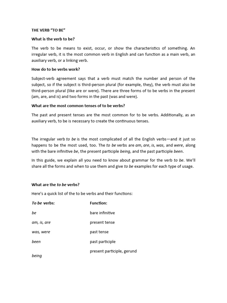 the-verb-to-be-todo-en-ingles-pdf-verb-grammatical-tense