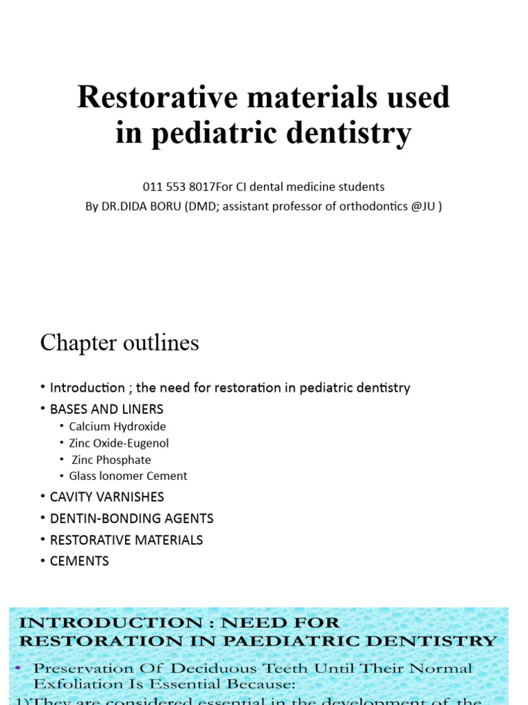 Pediatric Restorative Materials Overview | PDF | Dental Composite ...