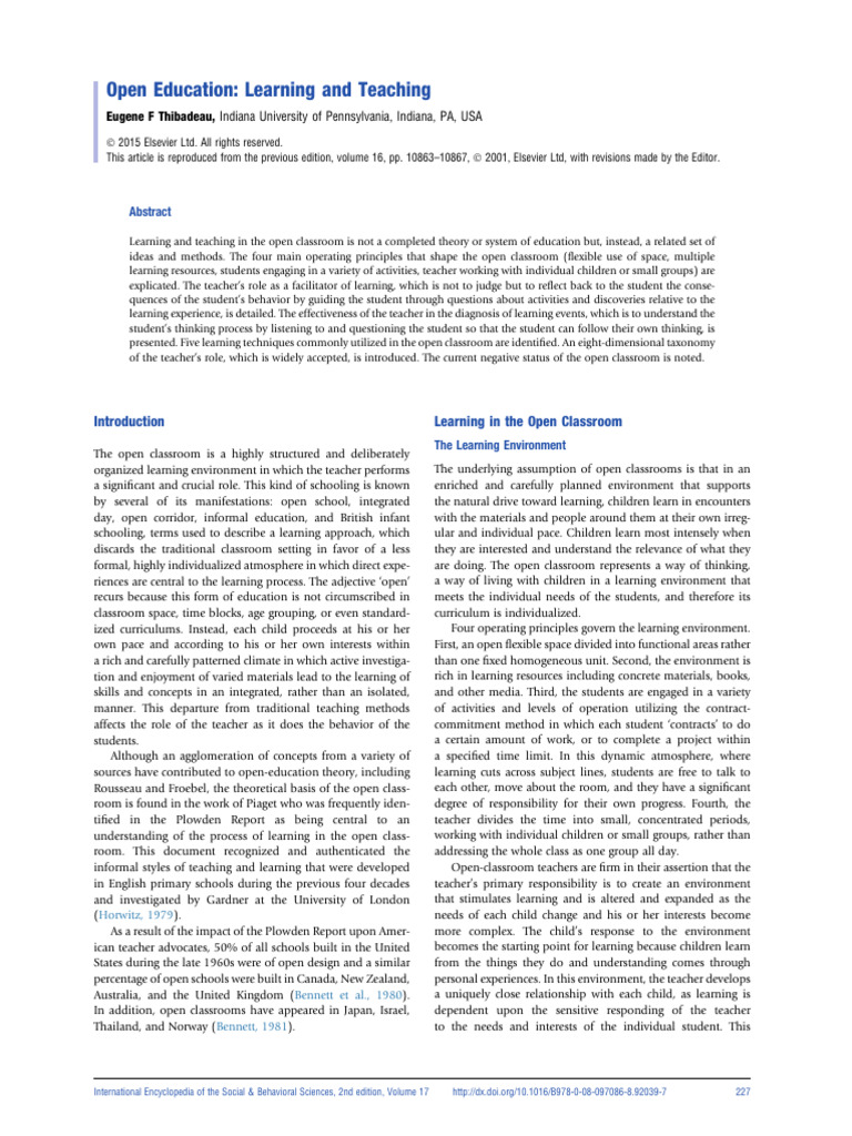 Open Classroom Teaching Guide | PDF | Teachers | Learning