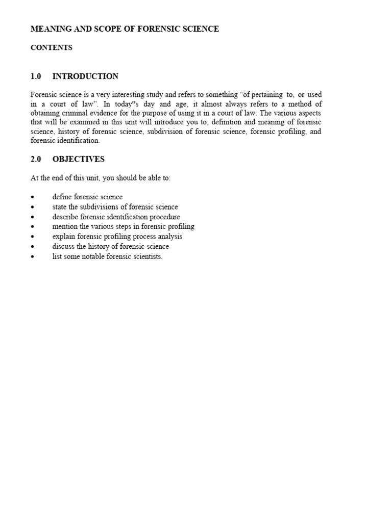 Lecture notes 1 meaning and scope of forensic science pdf forensic