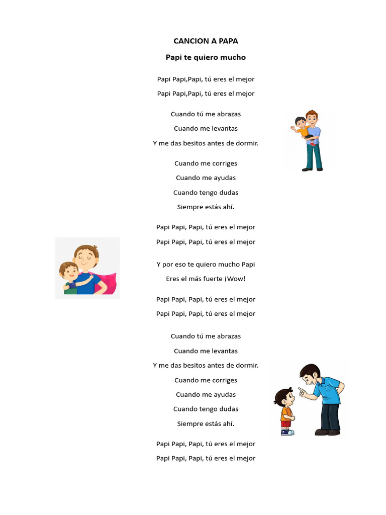 Papi, Eres el Mejor: Letra de Canción | PDF | Relaciones personales ...