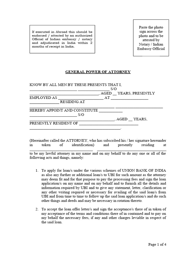 General Power of Attorney for Loans | PDF | Loans | Mortgages