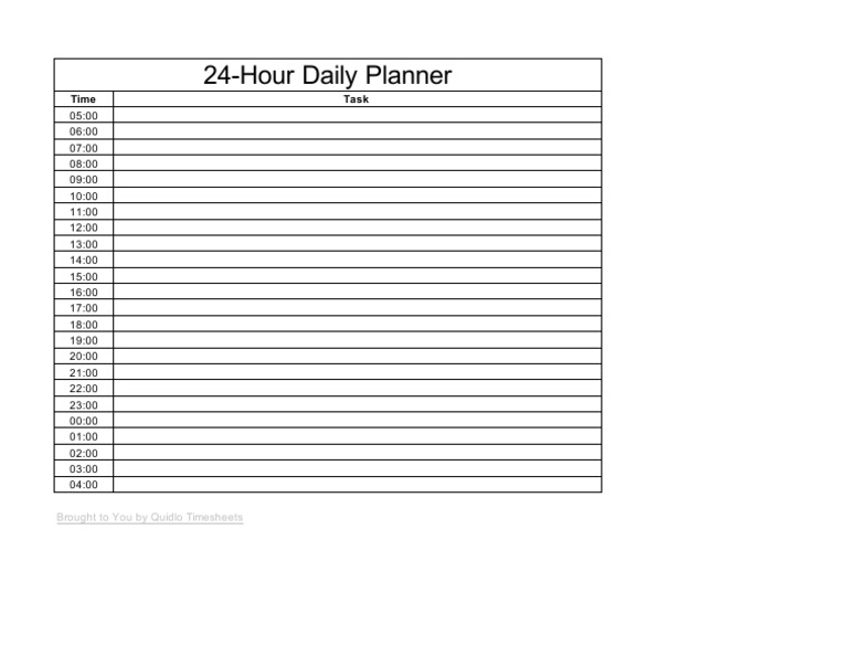 24 Hour Daily Time Blocking Planner Template PDF 24 Hour Daily Time Blocking Planner Template PDF