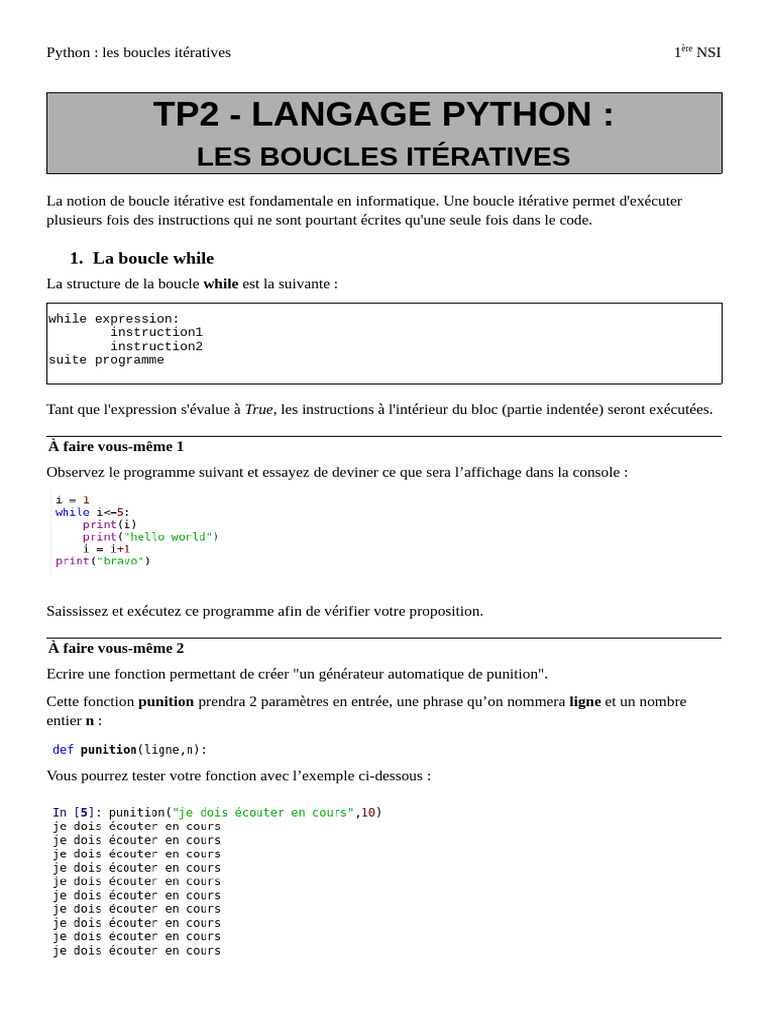 Boucles Itératives en Python | PDF | Structure de contrôle | Programme ...
