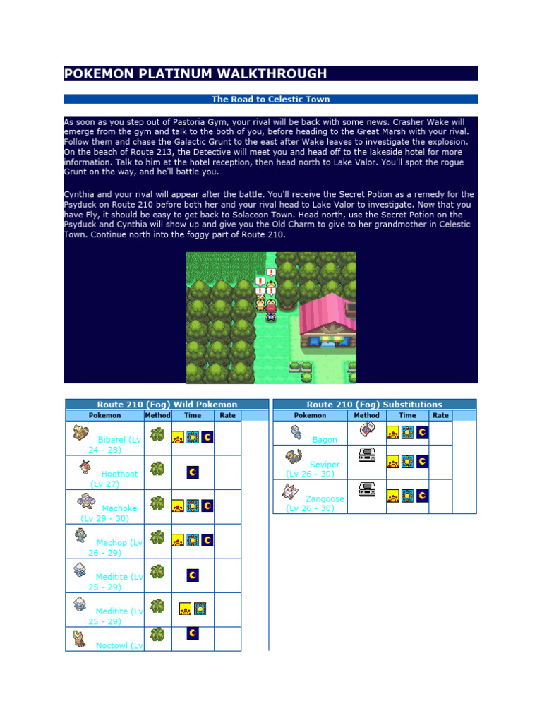 POKEMON PLATINUM WALKTHROUGH part 6 | PDF
