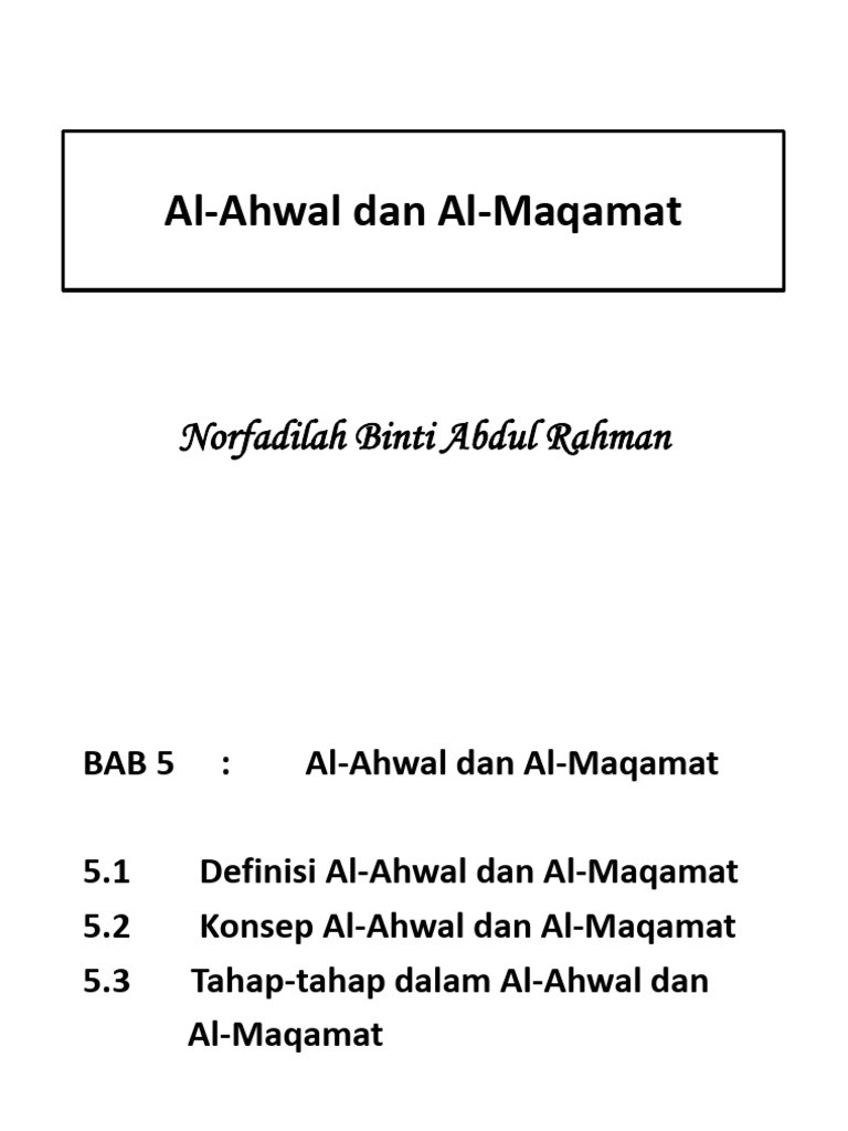 Definisi Al-Ahwal dan Al-Maqamat | PDF