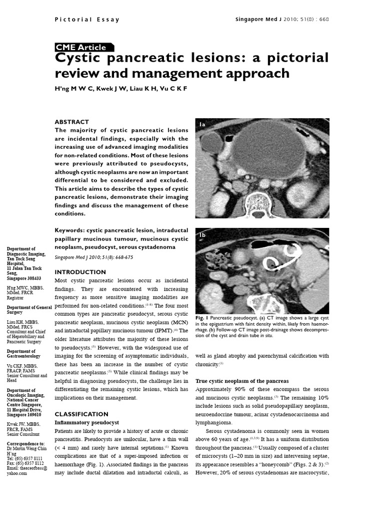 Cystic Pancreatic Lesions | PDF | Pancreatic Cancer | Pancreas