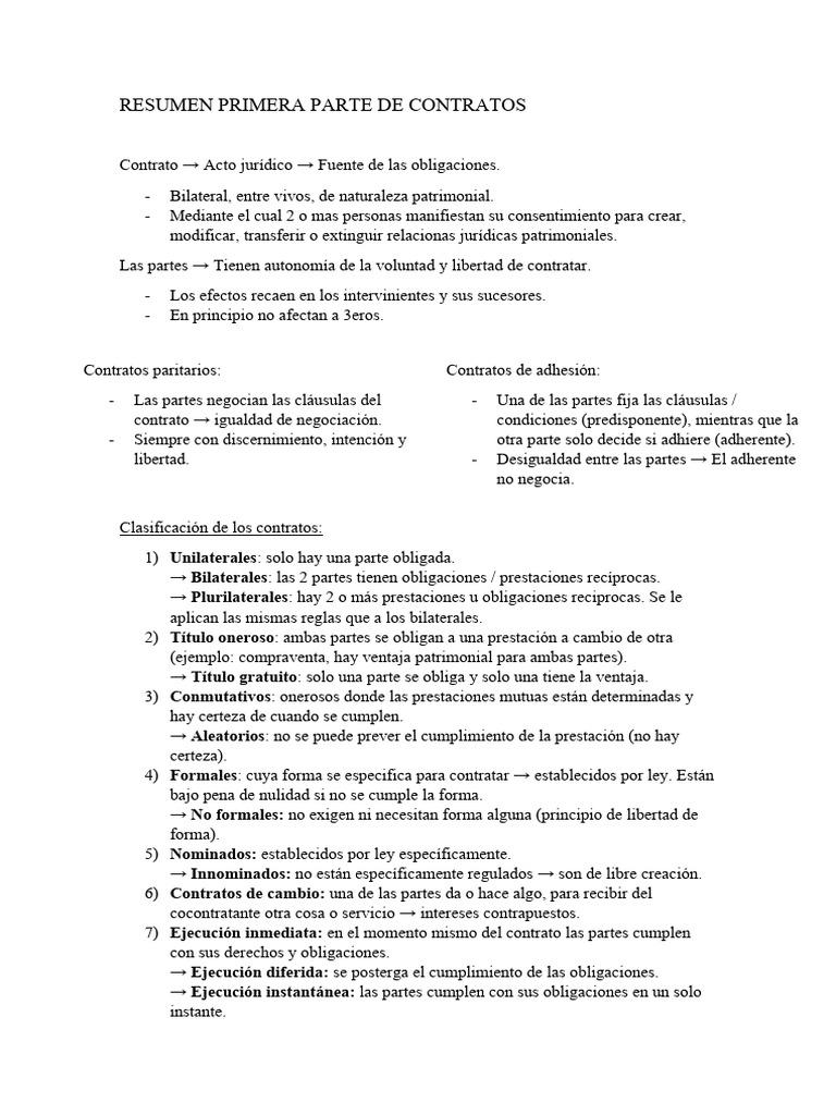 Resumen Primera Parte de Contratos | PDF | Justicia | Crimen y violencia