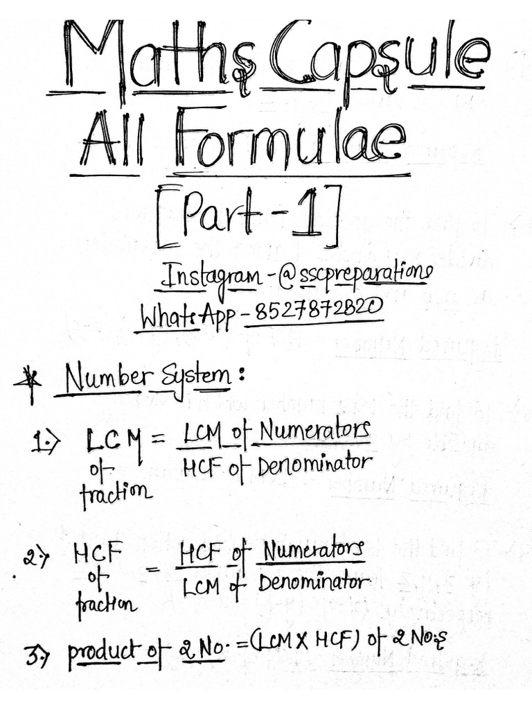 [Part-1] Number System All Formulae | PDF