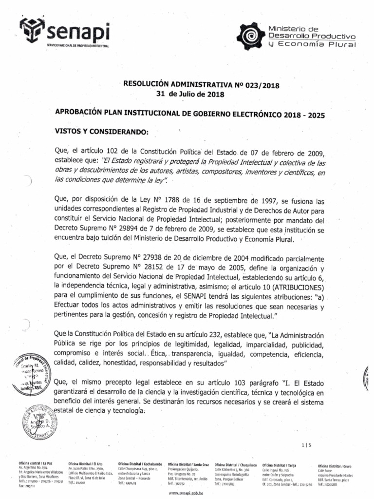 Plan de Gobierno Electrónico SENAPI 2018-2025 | PDF | Gobierno E ...