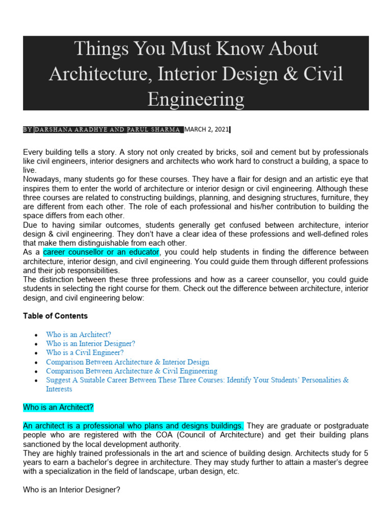 Distinctions in Architecture, Design, and Engineering | PDF | Interior ...