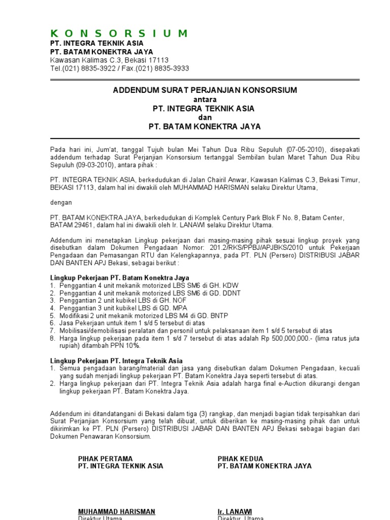 Doc Contoh Addendum Novitri Sulistia Academia Edu