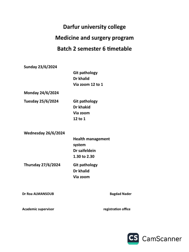 Semester 6 Medical Class Schedule | PDF | Science & Mathematics