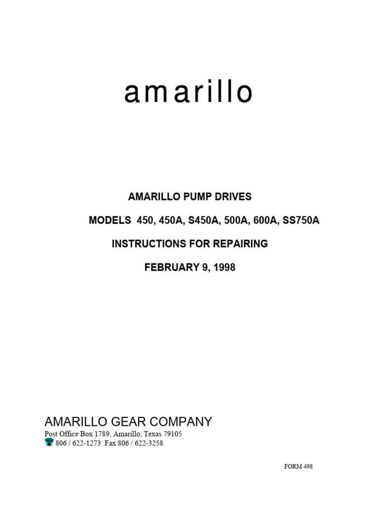 Amarillo Pump Drives Repair Guide | PDF | Bearing (Mechanical) | Gear