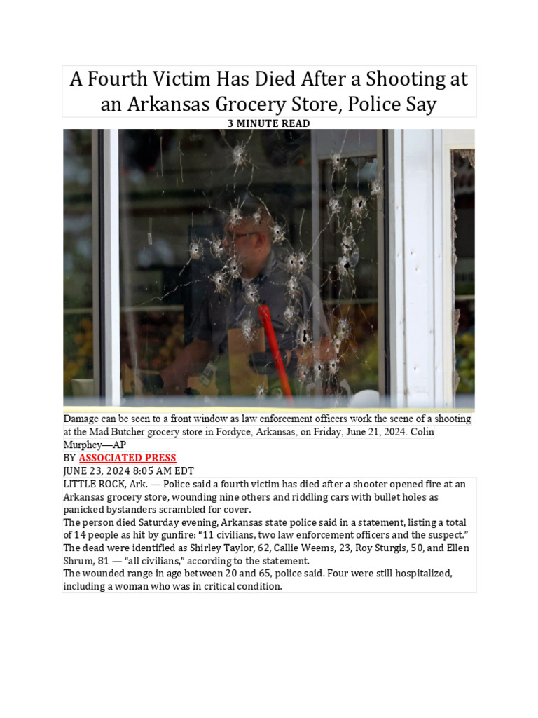 A Fourth Victim Has Died After A Shooting at An Arkansas Grocery Store ...