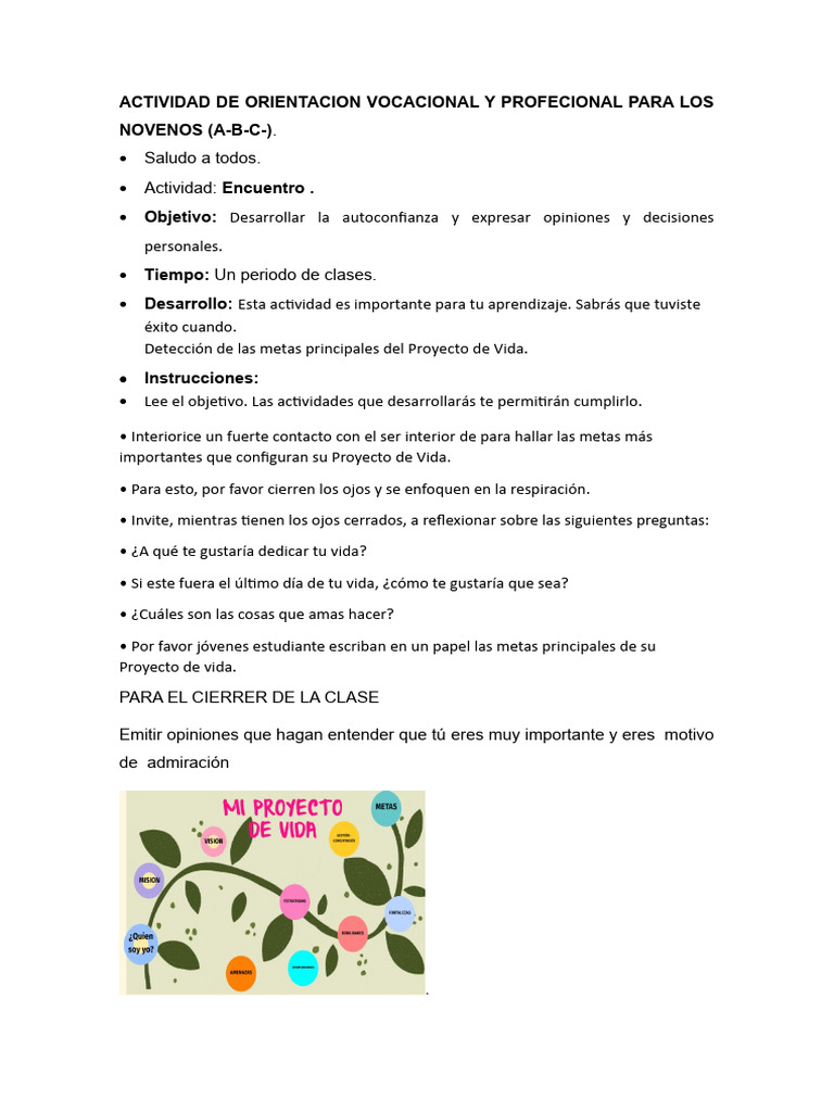 Actividades de Orientación Vocacional para Novenos | PDF | Crecimiento ...