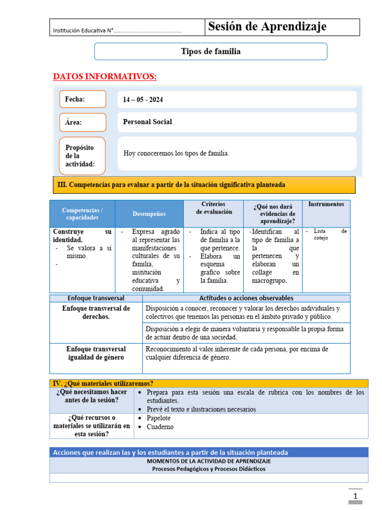 2° - Sesiones Del 14 de Mayo PS | PDF | Evaluación | Aprendizaje