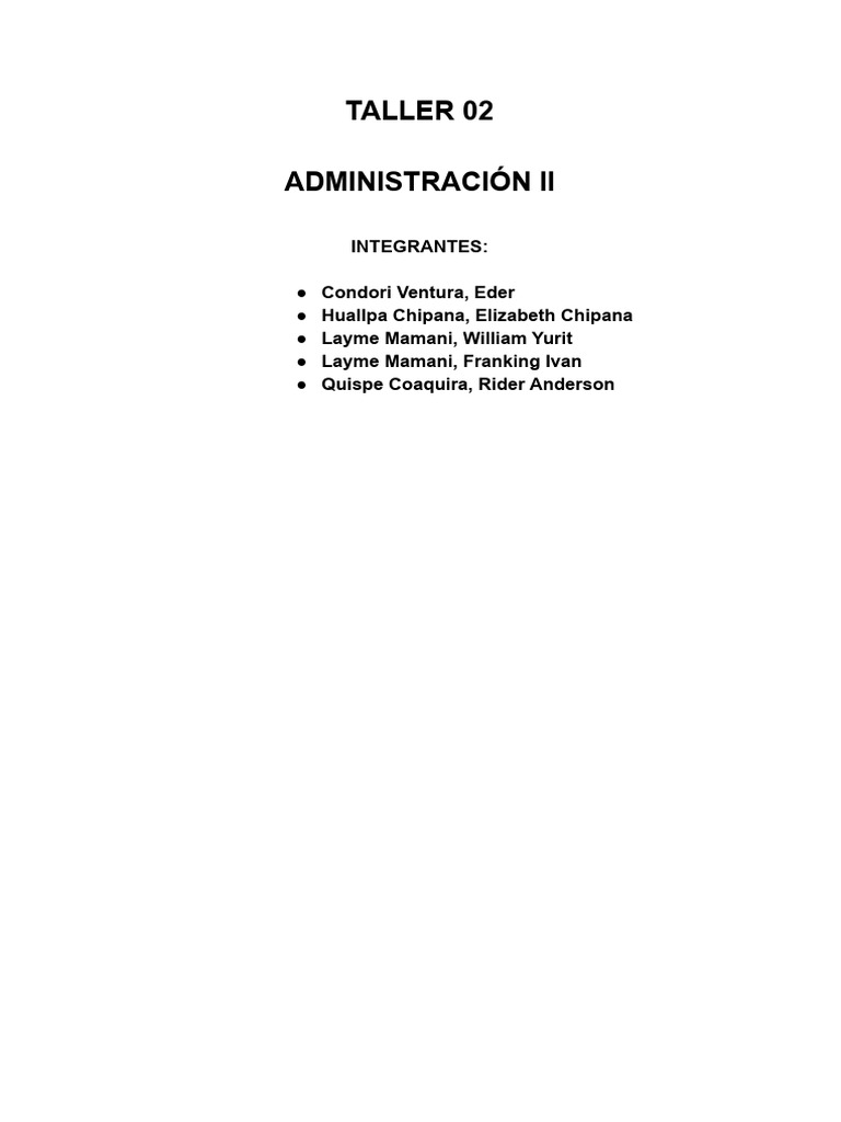Taller 2 Administracion II | PDF