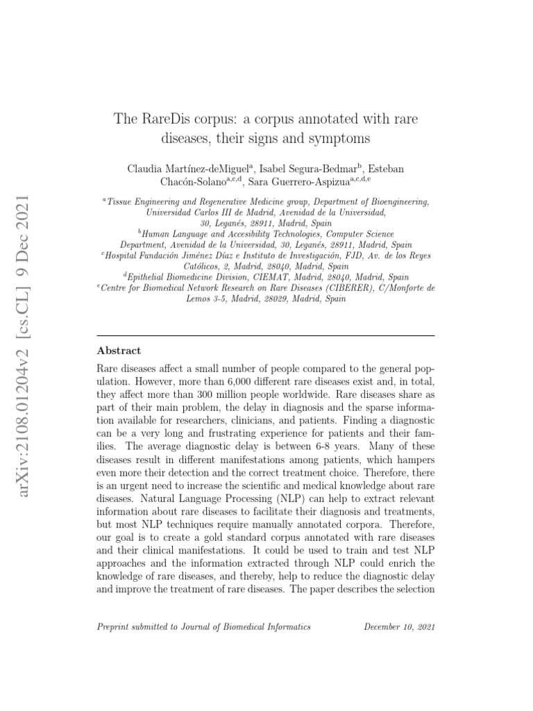 The RareDis Corpus - A Corpus Annotated With Rare Diseases, Their Signs ...