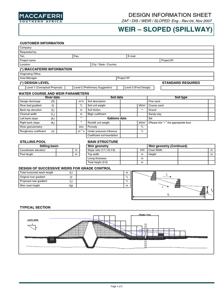 Weir Design Information Sheet | PDF | Earth Sciences | Soil