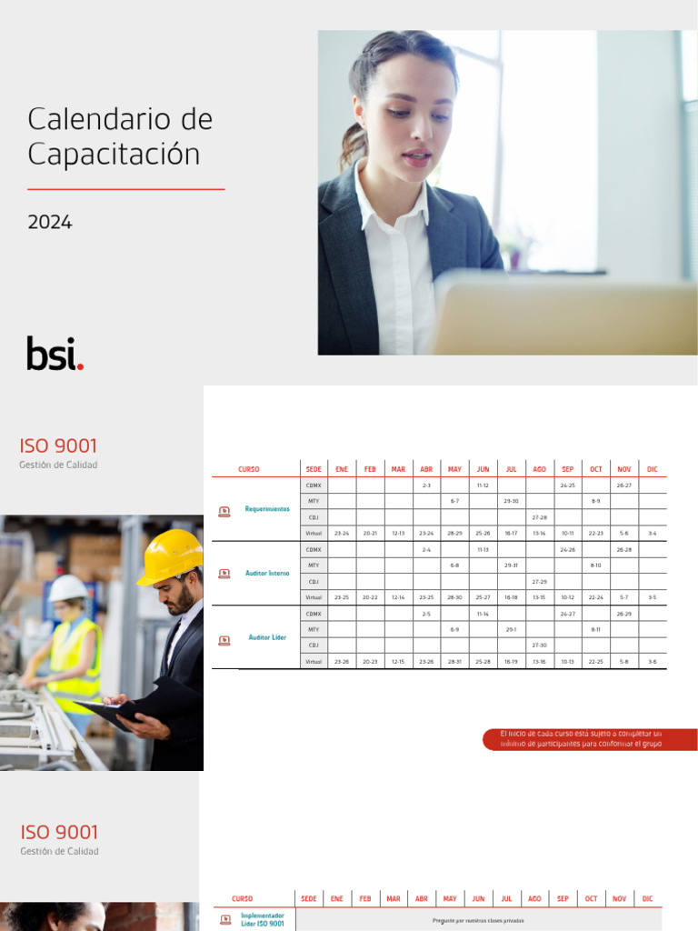 BSI Training Calendario 2024 PDF Comisión Electrotécnica