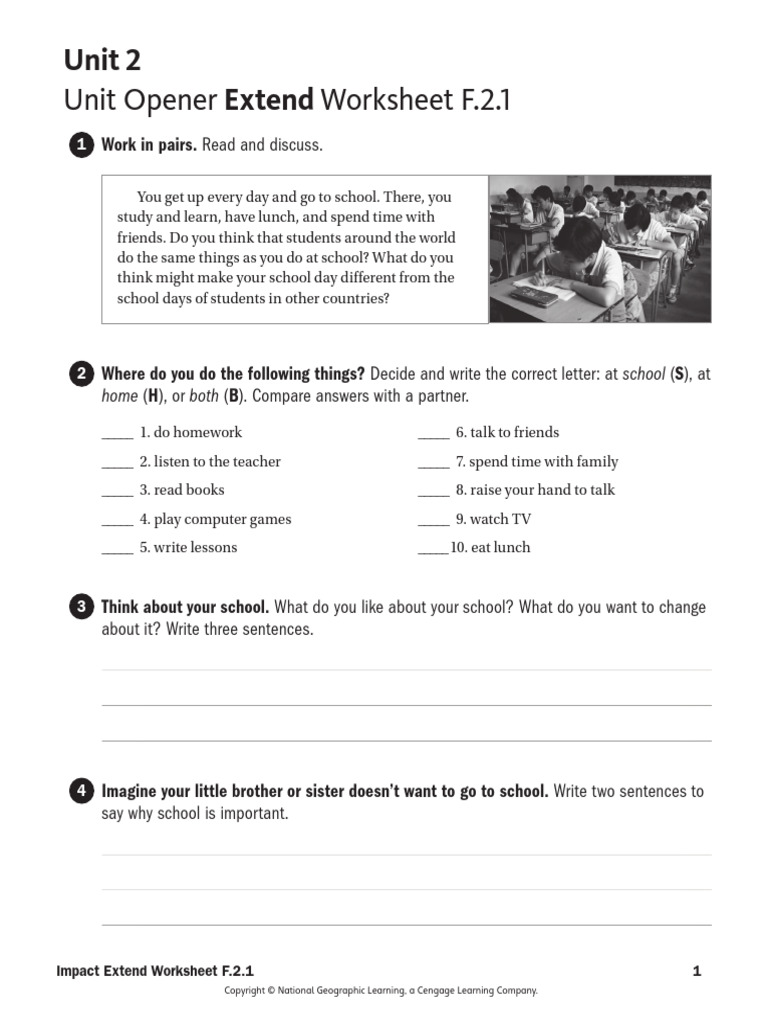 School Activities Discussion Worksheet | PDF