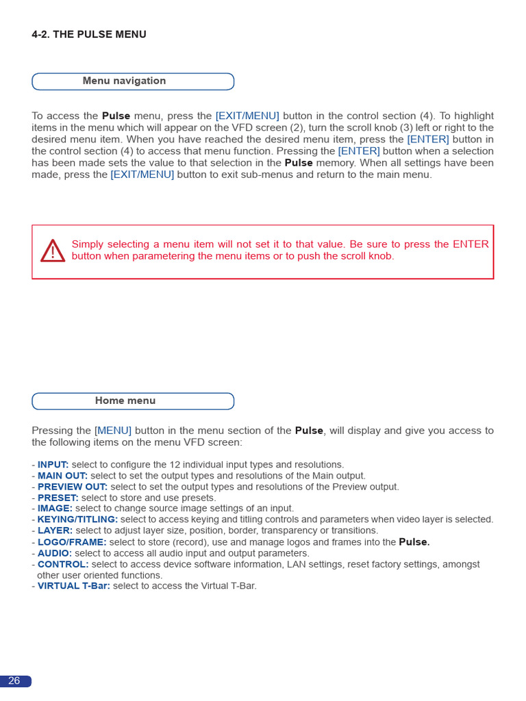 PLS300 Pulse Menu Guide | PDF | Menu (Computing) | Video