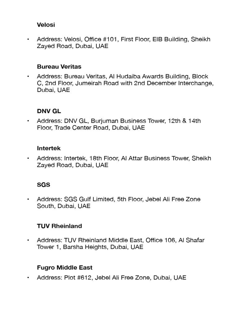 Dubai Company Addresses List | PDF | Dubai | United Arab Emirates