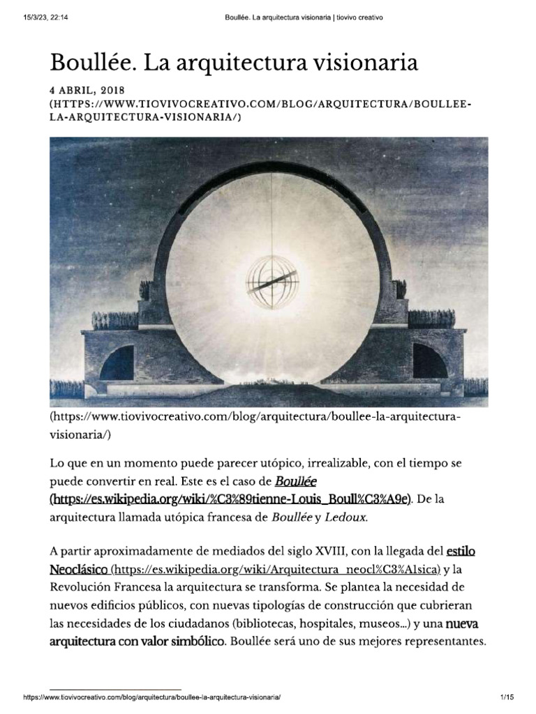 Boullée La Arquitectura Visionaria - SANCHEZ - CASCADO - FAUSTO | PDF