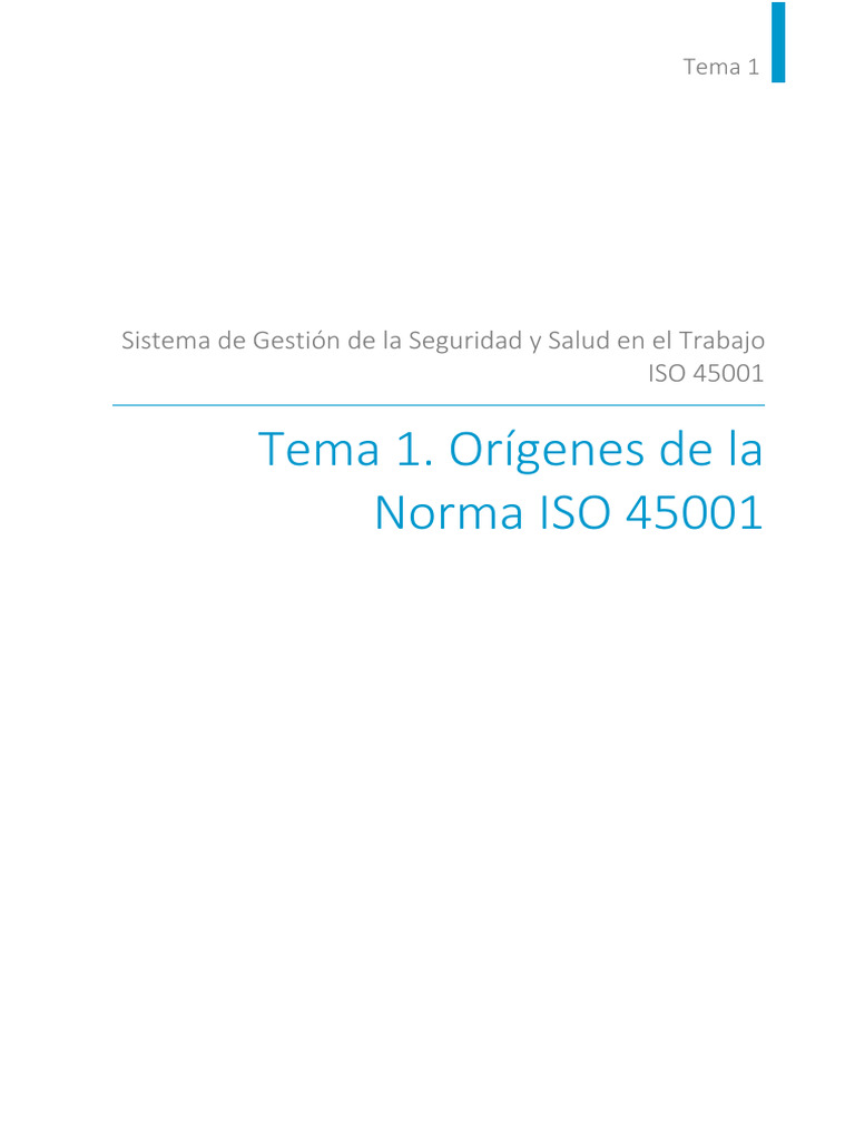 Tema 1 Orígenes de La Norma Iso 45001 | PDF