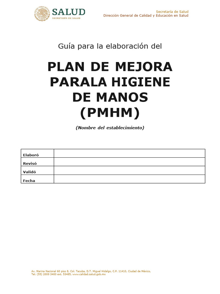 Guía para el Plan de Mejora en Higiene de Manos | PDF | Lavado de manos ...