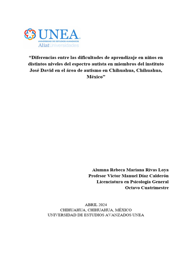 Dificultades de Aprendizaje en Autismo | PDF | Espectro autista ...