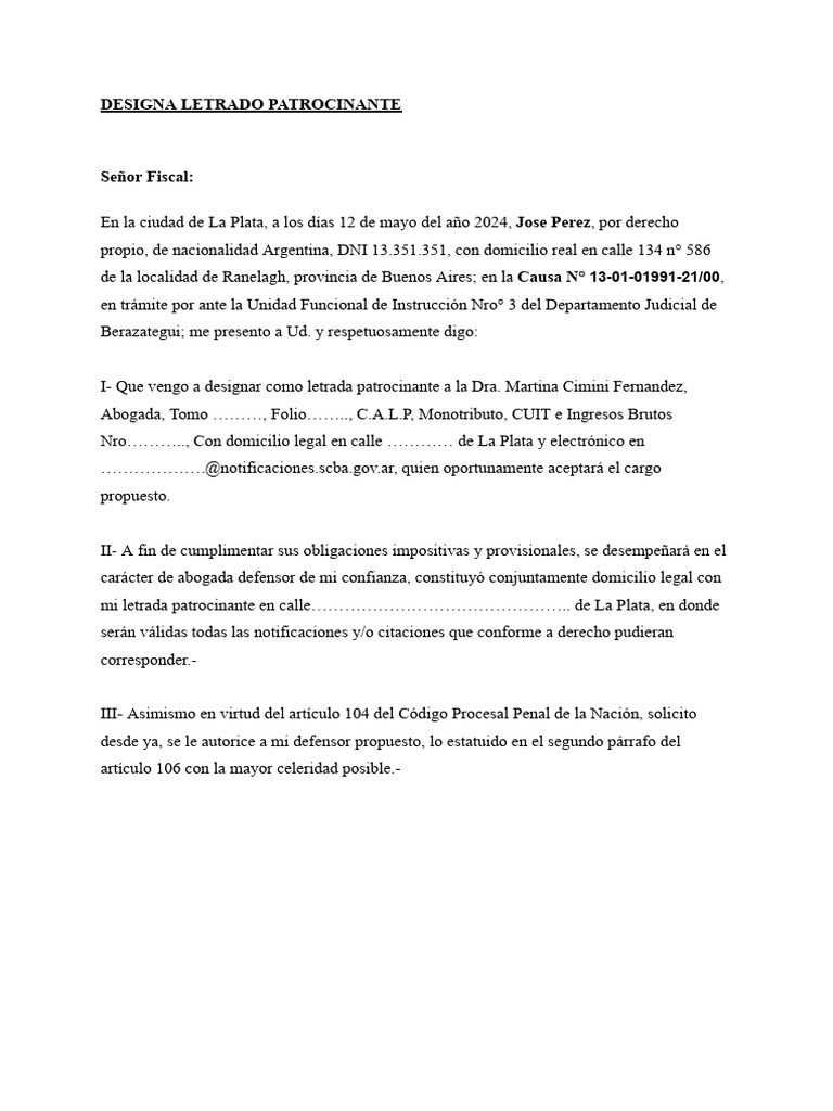 Designa letrado patrocinante pdf