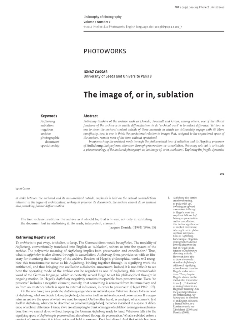 Ignaz Cassar - The Image Of, or In, Sublation | PDF | Georg Wilhelm ...