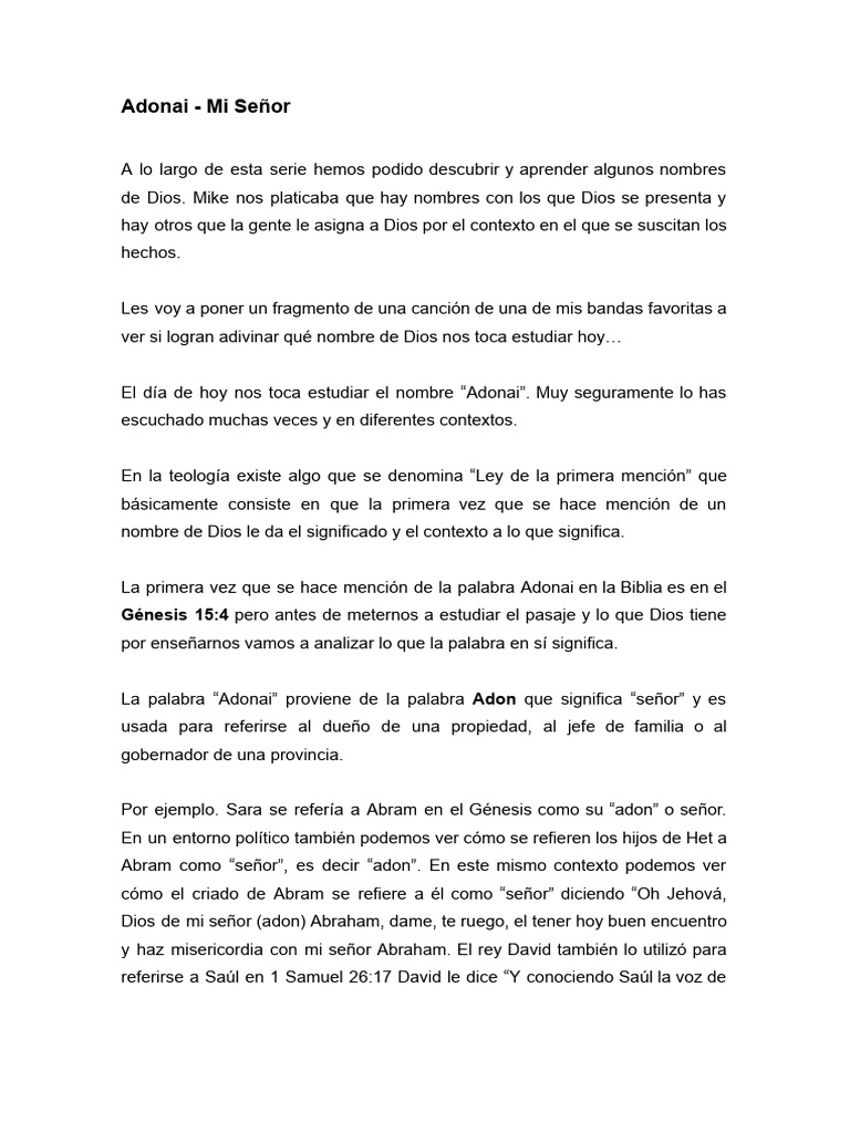 Significado de Adonai en la Biblia | PDF | Abrahán | Creencia religiosa ...